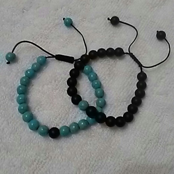 Natural stone adjustable couples yin yang bracelet - Picture 3 of 5